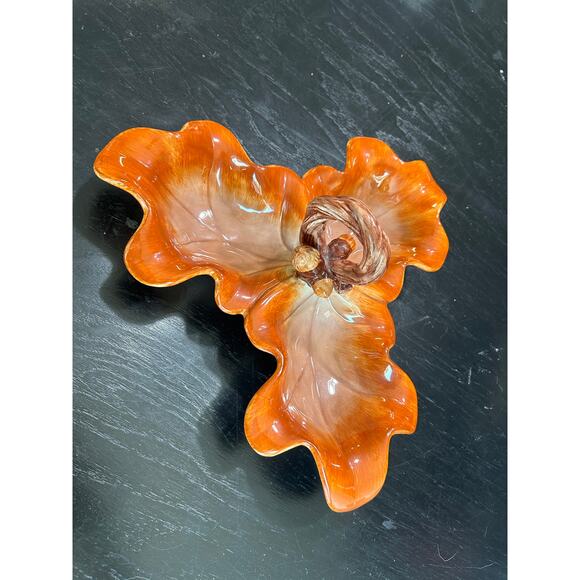 Bombay- Ceramic- Brown- Forest- Acorn Leaf Center tri compartment Tablewear - Picture 5 of 5